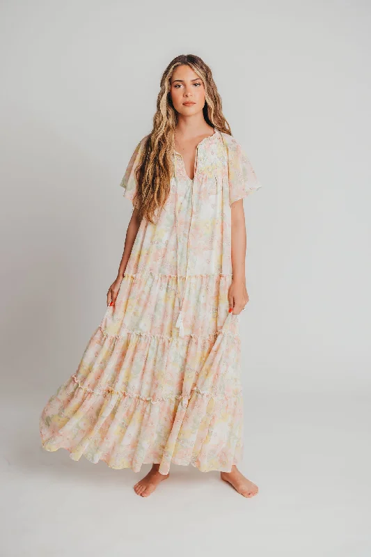 Isla Floral Maxi Dress in Pink - Bump Friendly