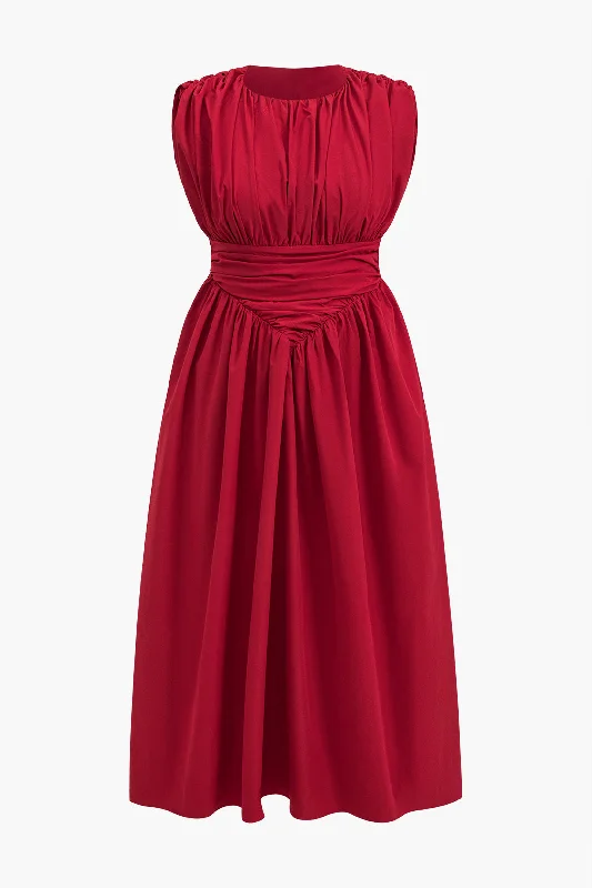 Plus Size Solid Round Neck Maxi Dress