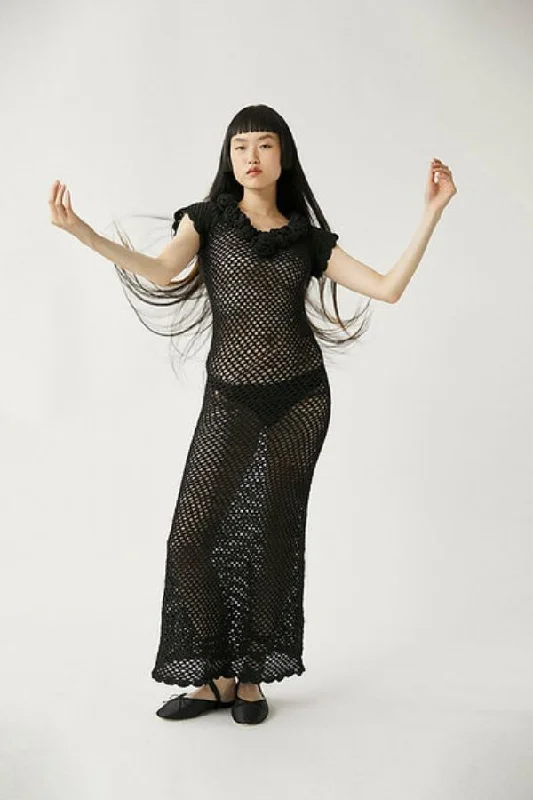 Selenge Crochet Maxi Dress | Black