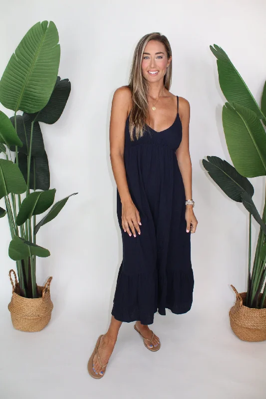 Splendid Kit Gauze Maxi Dress Navy