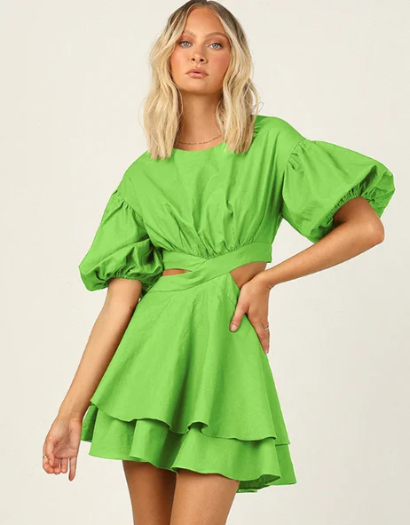 Summer Cotton Puff Sleeve Hollow Out Backless Ruffle Lace Up Mini Dress Classic White Mini Dress Summer Cotton Puff Sleeve Hollow Out Backless Ruffle Lace Up Mini Dress Classic White Mini Dress