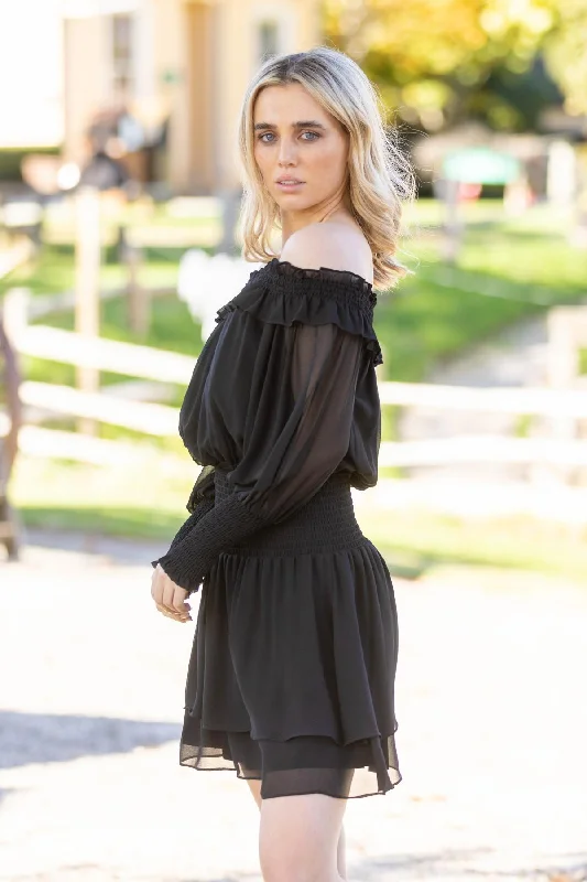 Alma Mini Dress Black Classic Striped Mini Dress