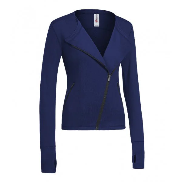 Expert Women's Navy Moto Jacket Cardigan Sweater Pullover
