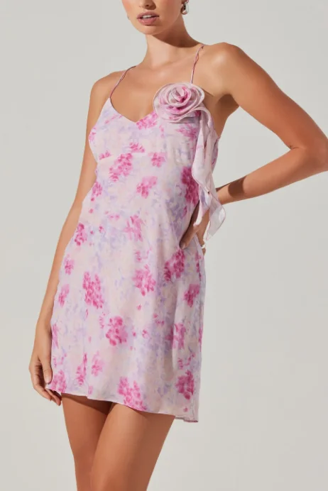 ASTR Locklear Floral Mini Dress - Pink/Purple Multi Elegant Vintage Mini Dress
