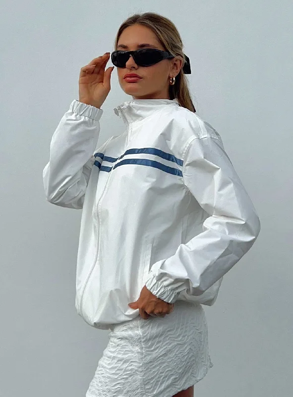 Benzie Jacket White One-Shoulder Jacket Off-the-Shoulder Jacket Asymmetrical Jacket