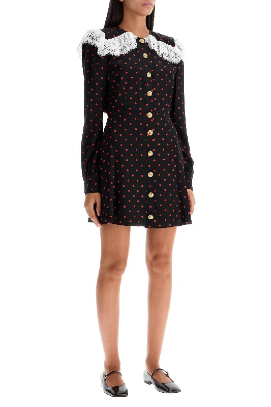Alessandra Rich 'silk Polka Dot Mini Dress Cozy Knit Mini Dress