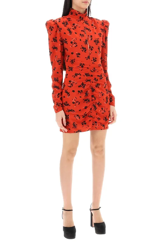 Alessandra Rich High-Neck Floral Mini Dress Fashionable Party Mini Dress