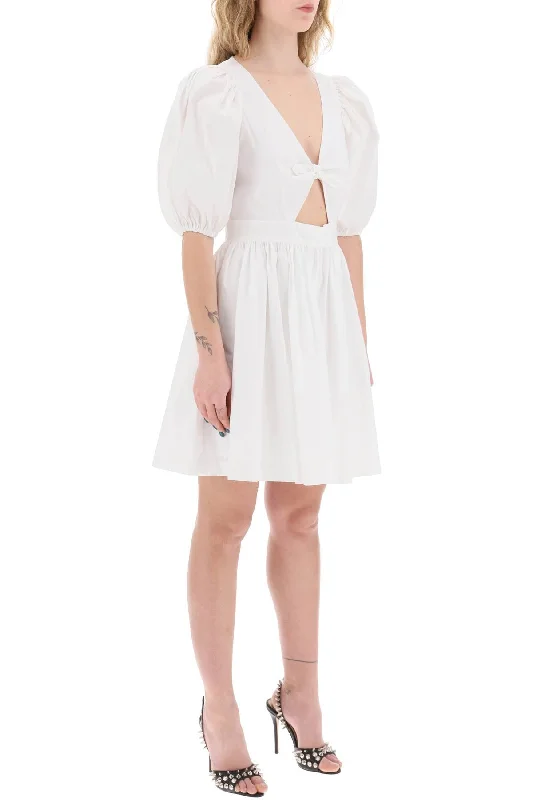 Rotate Mini Dress With Balloon Sleeves And Cut-Out Details Cozy Long Sleeve Mini Dress