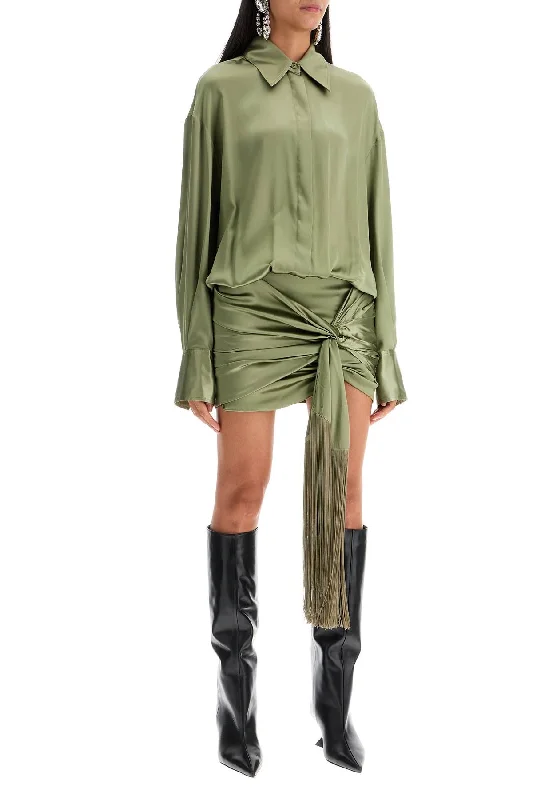 The Attico Silk Satin Mini Dress In Comfortable Zip-Up Mini Dress