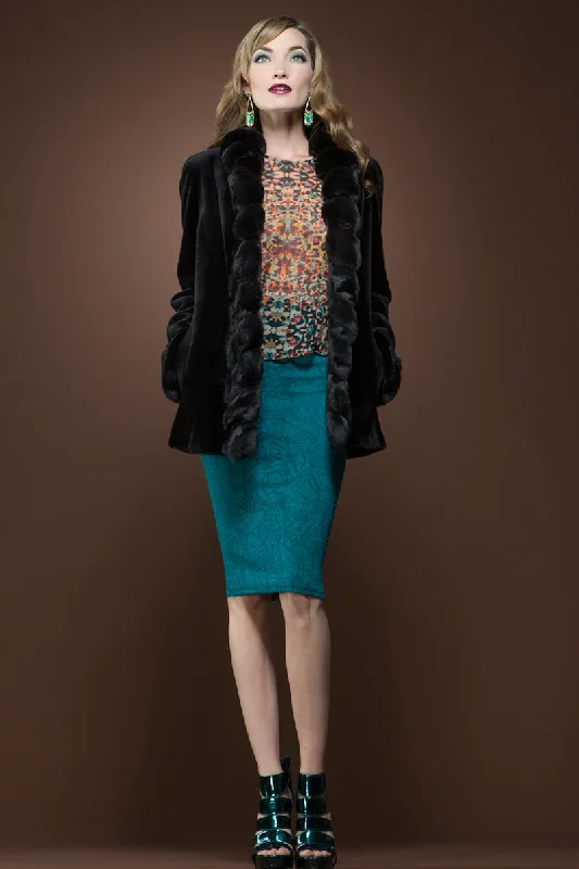 Black Sheared Mink and Chinchilla Fur Jacket Appliqued Jacket Beaded Jacket Sequined Jacket Black Sheared Mink and Chinchilla Fur Jacket Appliqued Jacket Beaded Jacket Sequined Jacket