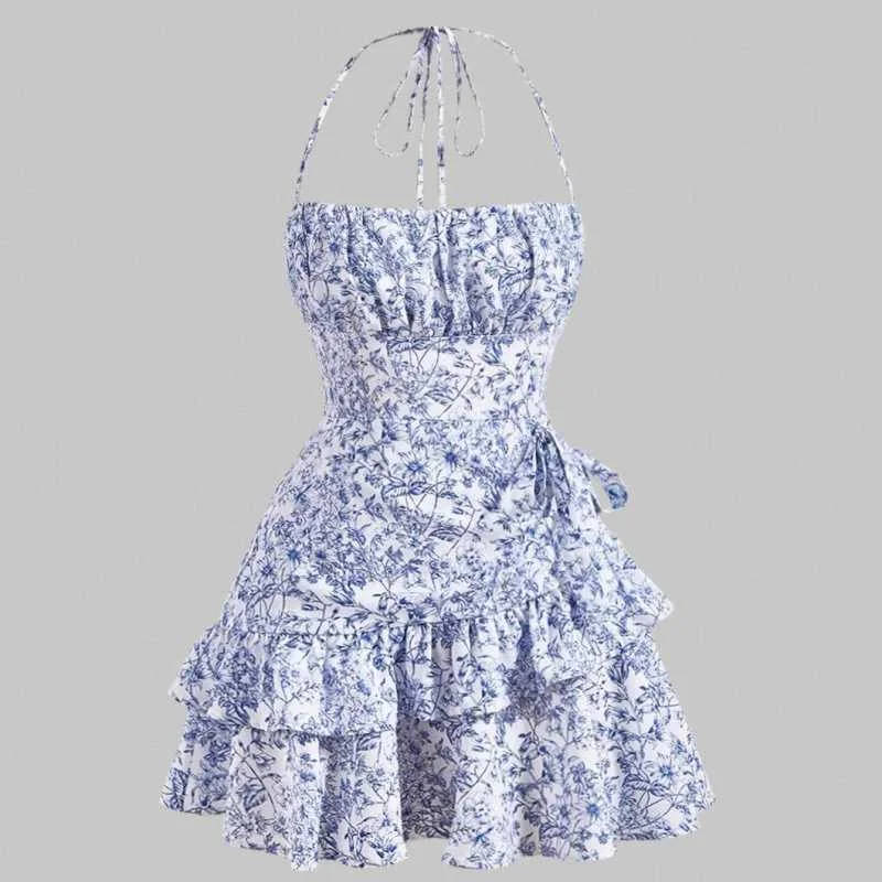 Blue Zone Planet | Lissa's Floral Print Halter Neck Ruffle Mini Dress Fashionable Pleated Mini Dress Blue Zone Planet | Lissa's Floral Print Halter Neck Ruffle Mini Dress Fashionable Pleated Mini Dress