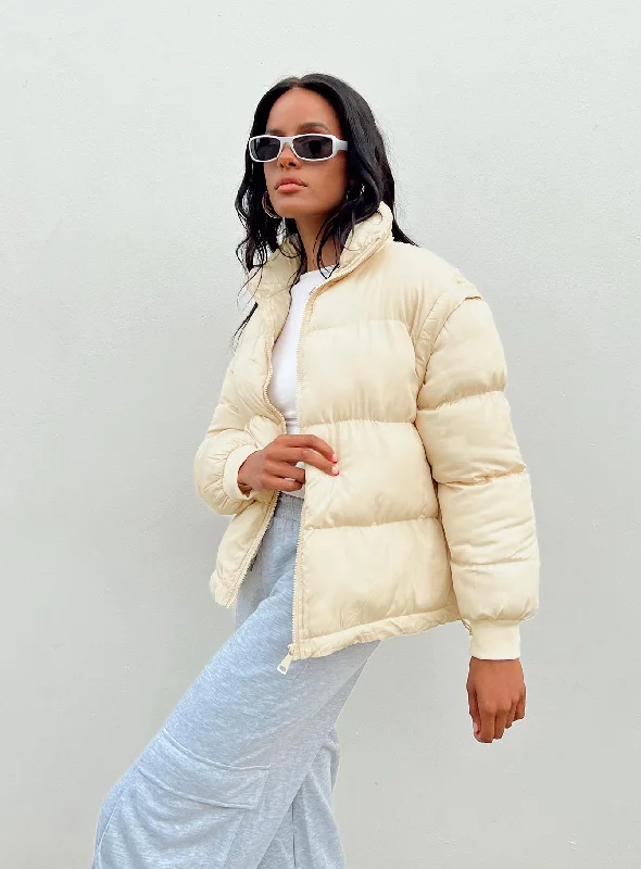 Blythe Puffer Jacket Beige V-Neck Jacket Boat Neck Jacket Square Neck Jacket