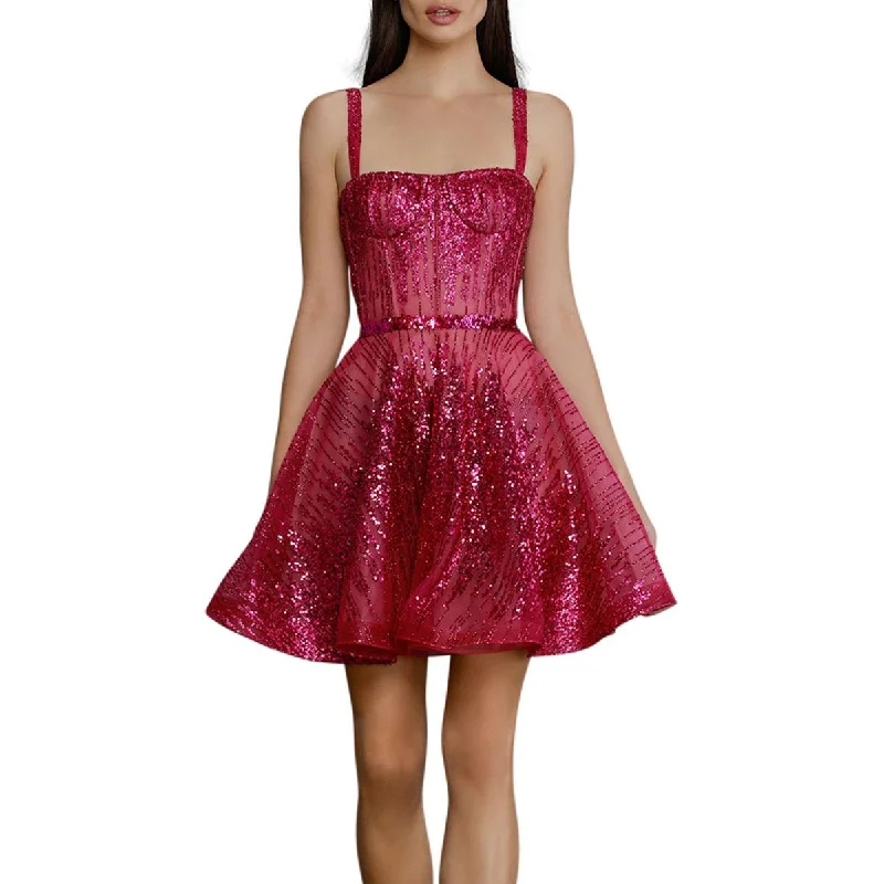 Bronx And Banco Womens Mademoiselle Sequined Short Mini Dress Fashionable Mini Dress with Slits