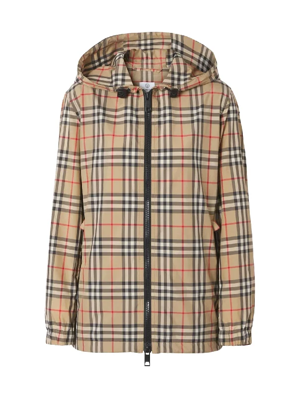 Vintage Check hooded jacket Jersey Jacket Tulle Jacket Batik Jacket