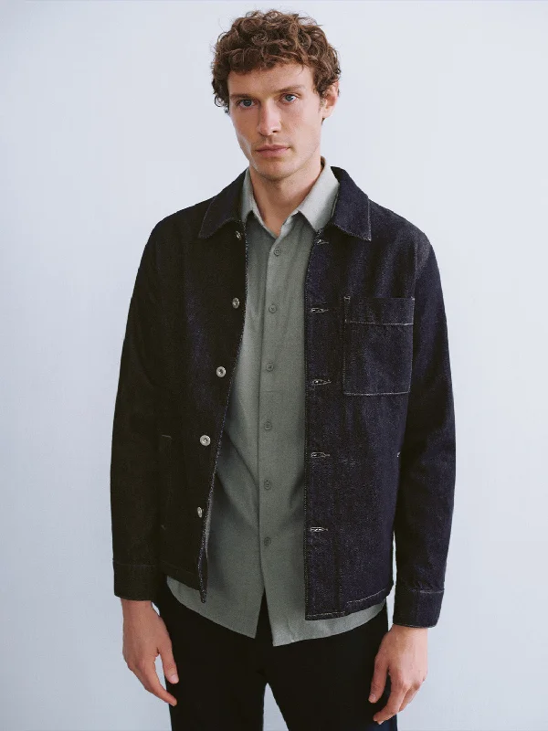 Button Up Straight Denim Jacket V-Neck Jacket Boat Neck Jacket Square Neck Jacket