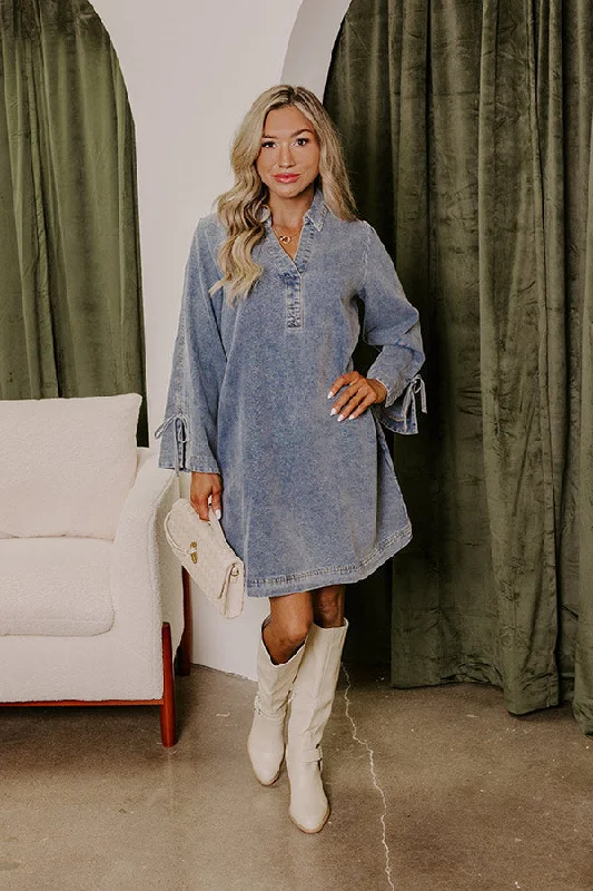 Casual Cue Denim Mini Dress Cozy Wraparound Mini Dress