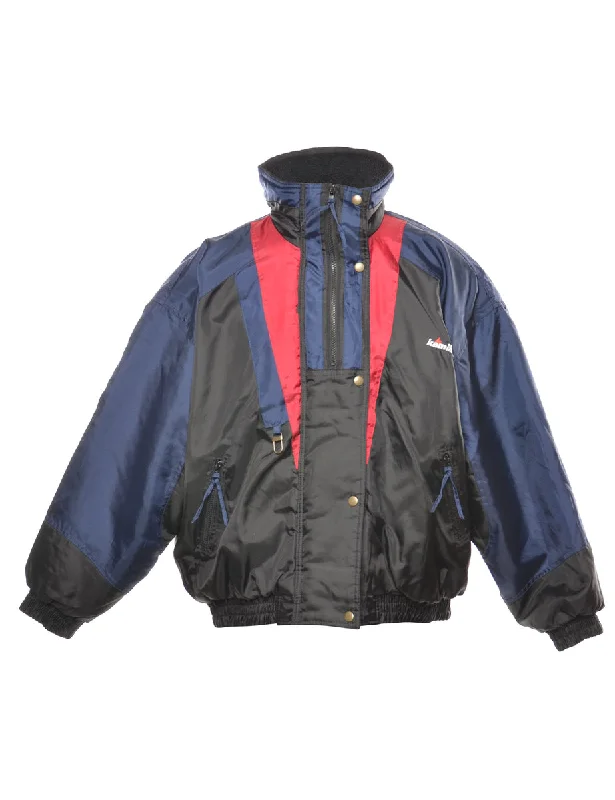 Contrast Panel Ski Jacket - L Satin Jacket Silk Jacket Chiffon Jacket
