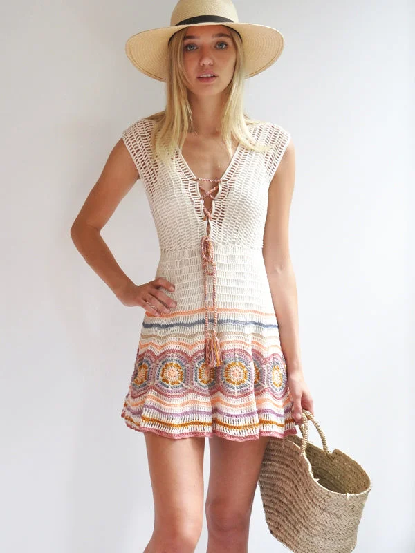 Janice Mini Dress, Cream Elegant Tulle Mini Dress