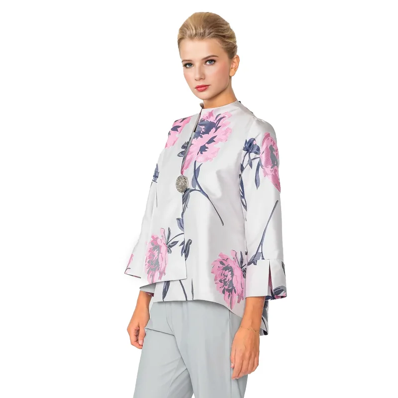 IC Collection Brocade One-Button Front Jacket - Pink/Navy - 6096J Mesh Jacket Canvas Jacket Denim Jacket IC Collection Brocade One-Button Front Jacket - Pink/Navy - 6096J Mesh Jacket Canvas Jacket Denim Jacket