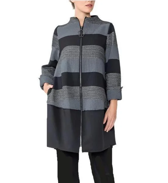 IC Collection Striped Metallic Zip Front Jacket - 5807T - Sizes M & L Herringbone Jacket Checkered Jacket Solid Jacket IC Collection Striped Metallic Zip Front Jacket - 5807T - Sizes M & L Herringbone Jacket Checkered Jacket Solid Jacket