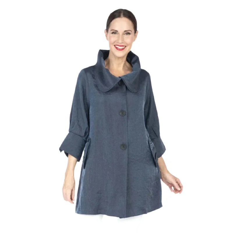 Damee Solid Swing Jacket in Pewter - 200 -PWR Oversized Jacket Tailored Jacket Straight Jacket Damee Solid Swing Jacket in Pewter - 200 -PWR Oversized Jacket Tailored Jacket Straight Jacket