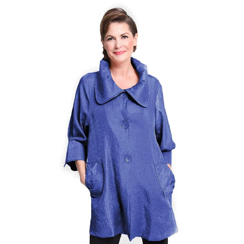 Damee NYC Shimmery Signature Swing Jacket in Royal Blue - 200-RB One-Shoulder Jacket Off-the-Shoulder Jacket Asymmetrical Jacket Damee NYC Shimmery Signature Swing Jacket in Royal Blue - 200-RB One-Shoulder Jacket Off-the-Shoulder Jacket Asymmetrical Jacket