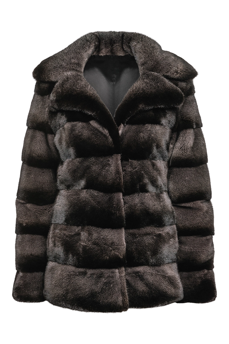 Nickel Gray Horizontal Mink Fur Jacket - Notch Collar Denim Jacket Leather Jacket Suede Jacket Nickel Gray Horizontal Mink Fur Jacket - Notch Collar Denim Jacket Leather Jacket Suede Jacket