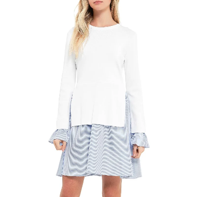 English Factory Womens Mixed Media Poplin Mini Dress Fashionable Polka Dot Mini Dress English Factory Womens Mixed Media Poplin Mini Dress Fashionable Polka Dot Mini Dress