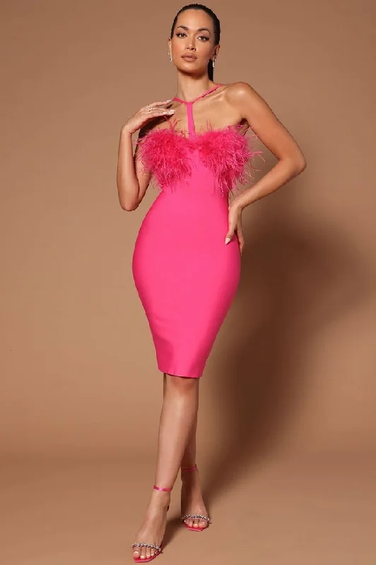Feather Halter Mini Dress Classic Solid Mini Dress