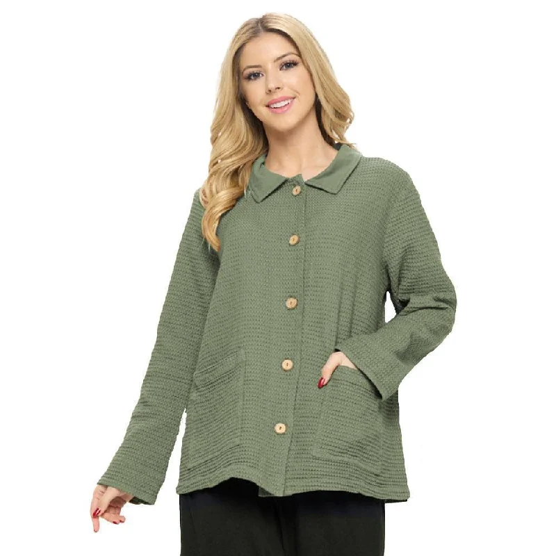 Focus Fashion Waffle Jacket in Luna Olive - SW231-OLV Satin Fabric Silk Fabric Chiffon Fabric Focus Fashion Waffle Jacket in Luna Olive - SW231-OLV Satin Fabric Silk Fabric Chiffon Fabric