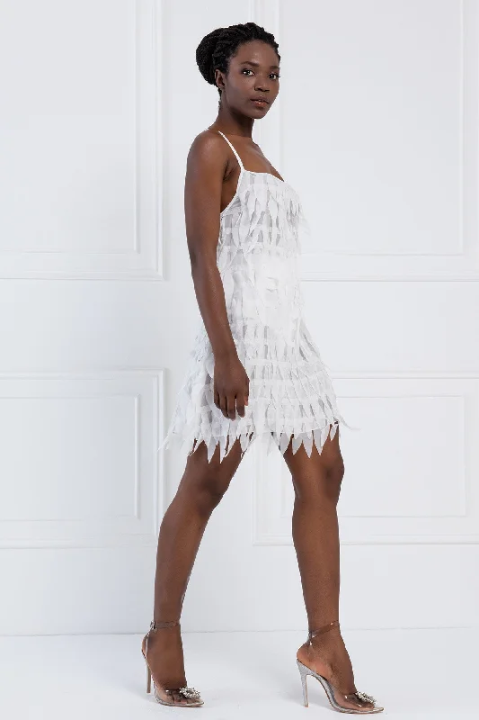 Fringe Mini Dress Classic White Mini Dress