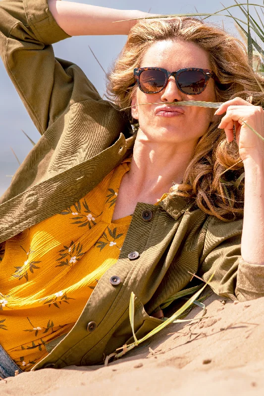 Khaki Safari Jacket Hoodie Zip-Up Jacket Button-Up Jacket