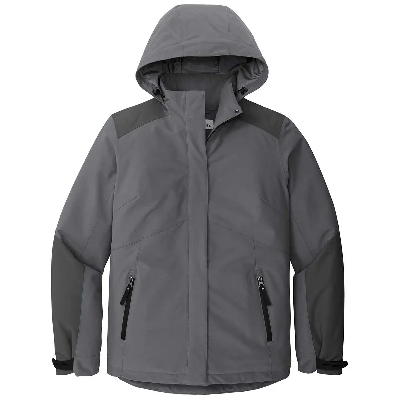 Port Authority Women's Shadow Grey/Storm Grey Insulated Waterproof Tech Jacket Zippered Jacket Buttoned Jacket Snapped Jacket Port Authority Women's Shadow Grey/Storm Grey Insulated Waterproof Tech Jacket Zippered Jacket Buttoned Jacket Snapped Jacket