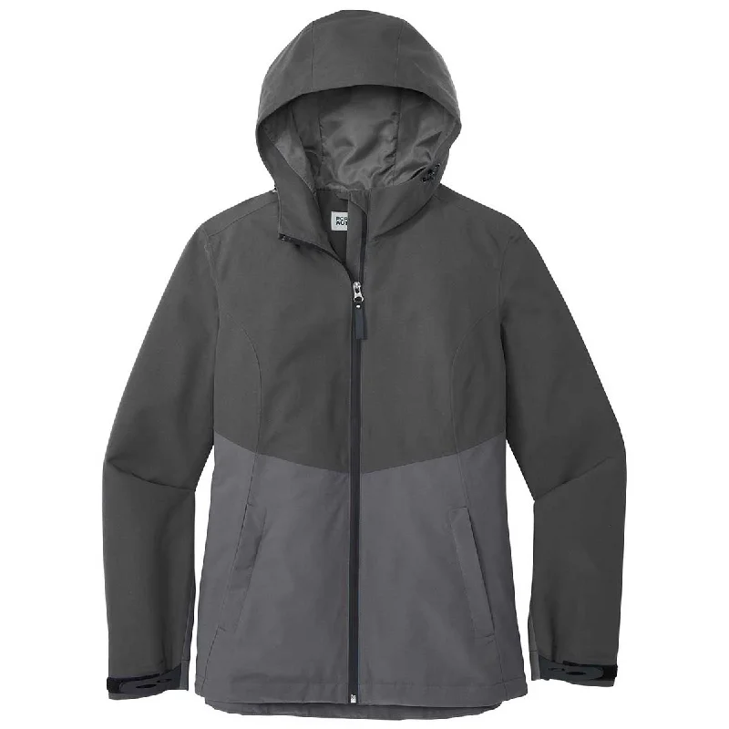 Port Authority Women's Storm Grey/Shadow Grey Tech Rain Jacket Appliqued Jacket Beaded Jacket Sequined Jacket Port Authority Women's Storm Grey/Shadow Grey Tech Rain Jacket Appliqued Jacket Beaded Jacket Sequined Jacket