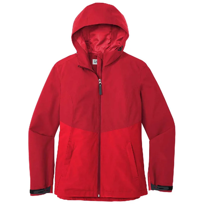 Port Authority Women's Sangria/True Red Tech Rain Jacket Embroidered Jacket Appliqued Jacket Beaded Jacket