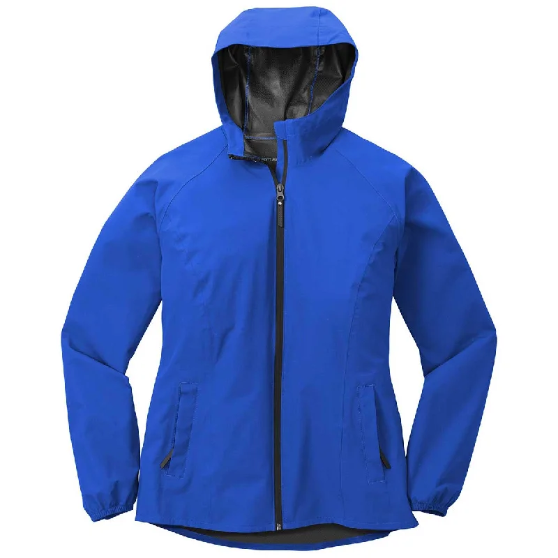 Port Authority Women's True Royal Essential Rain Jacket Faux Fur Fabric Real Fur Fabric Shearling Fabric