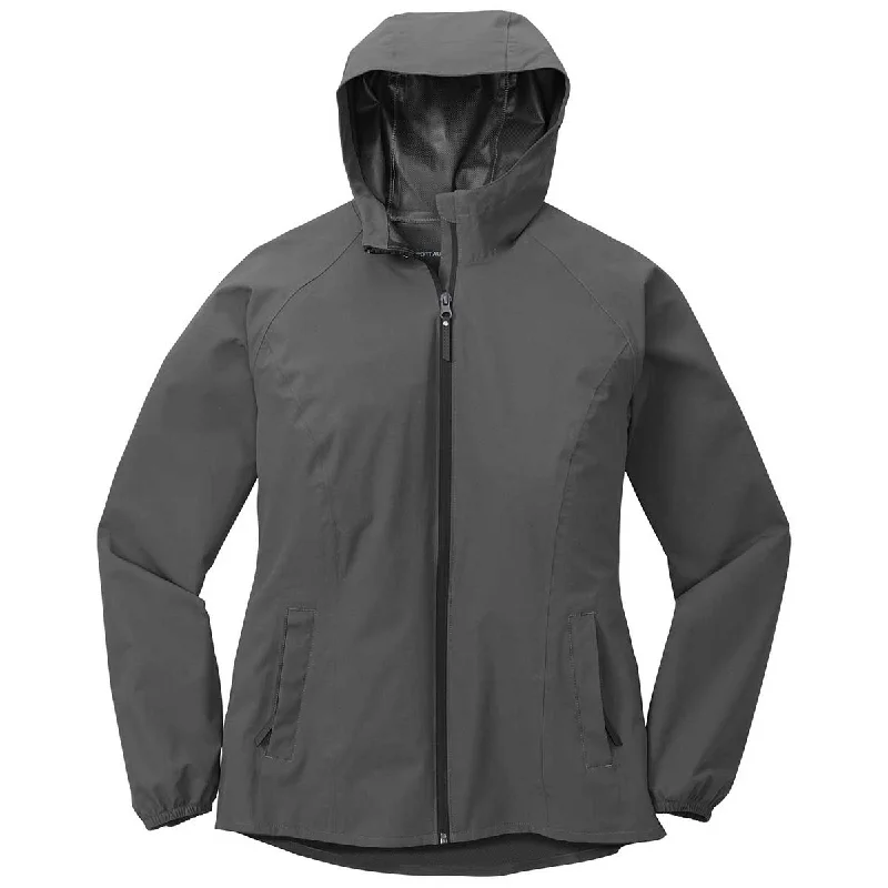 Port Authority Women's Graphite Grey Essential Rain Jacket Cardigan Sweater Pullover Port Authority Women's Graphite Grey Essential Rain Jacket Cardigan Sweater Pullover