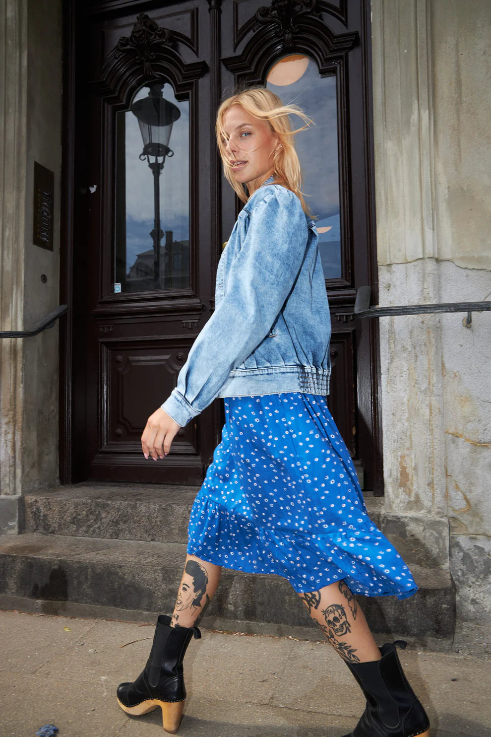 Lollys Laundry Blue Irish Jacket Welt Pockets Slit Pockets Flap Pockets