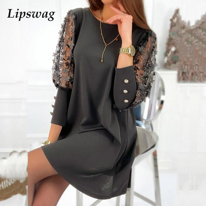 LIPSWAG Lovely O-Neck Long Lace Multi-Choice Sleeve Mini Dress Stylish Short-Sleeve Mini Dress LIPSWAG Lovely O-Neck Long Lace Multi-Choice Sleeve Mini Dress Stylish Short-Sleeve Mini Dress