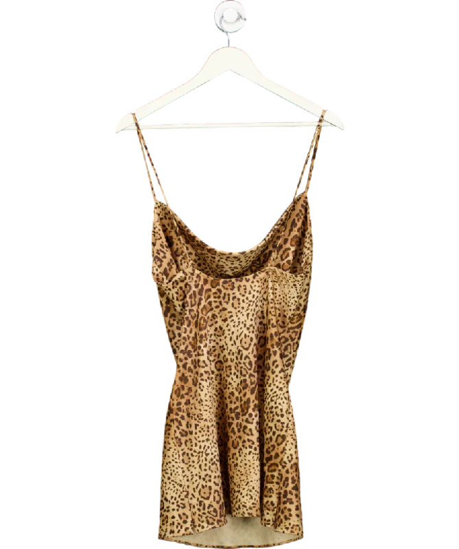 Michael Costello Brown Leopard Print Cowl Neck Mini Dress UK XS Casual High-Waist Mini Dress Michael Costello Brown Leopard Print Cowl Neck Mini Dress UK XS Casual High-Waist Mini Dress