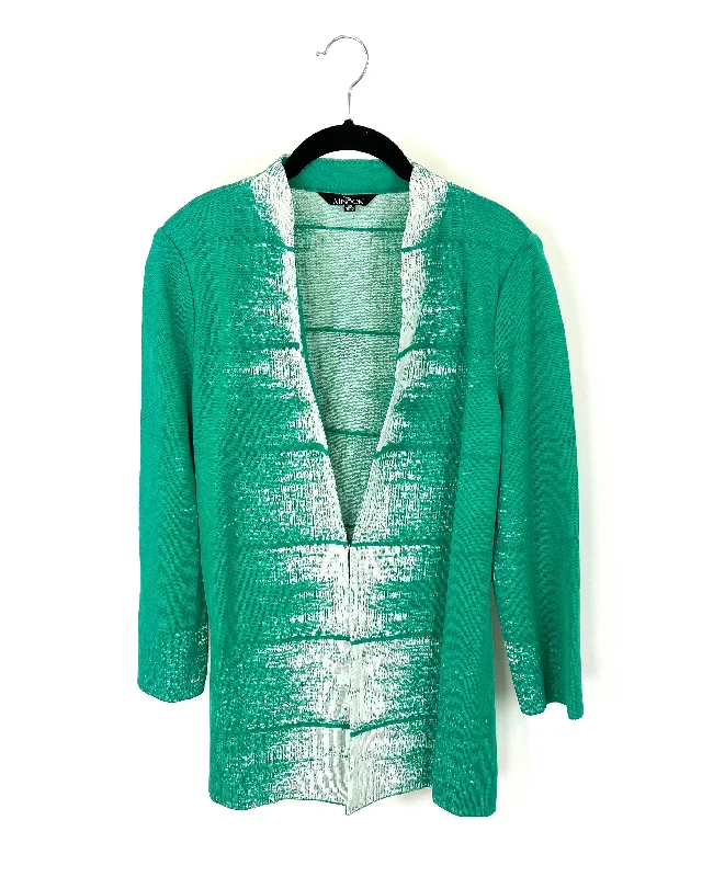 Bright Green And White Jacket - Size 2-4 Wool Jacket Cashmere Jacket Tweed Jacket