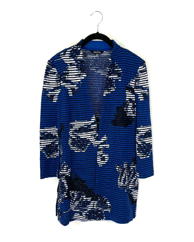 Royal Blue Knit Jacket - Size 2/4 Plaid Jacket Tartan Jacket Houndstooth Jacket