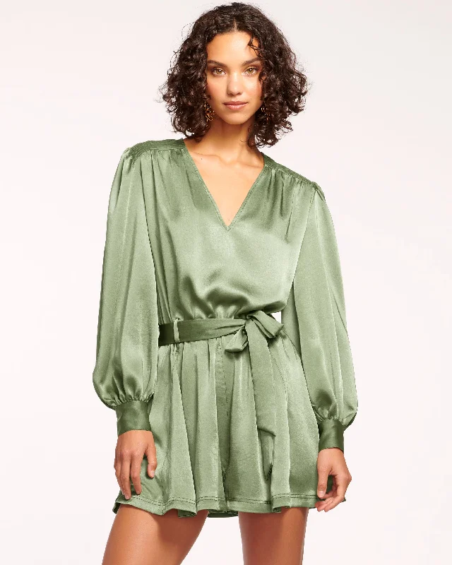 Montana Puff Sleeve Mini Dress Chic Pleated Mini Dress