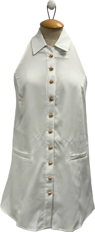 NA-KD White Button Detail A-line Mini Dress UK XS/S Trendy Camisole Mini Dress