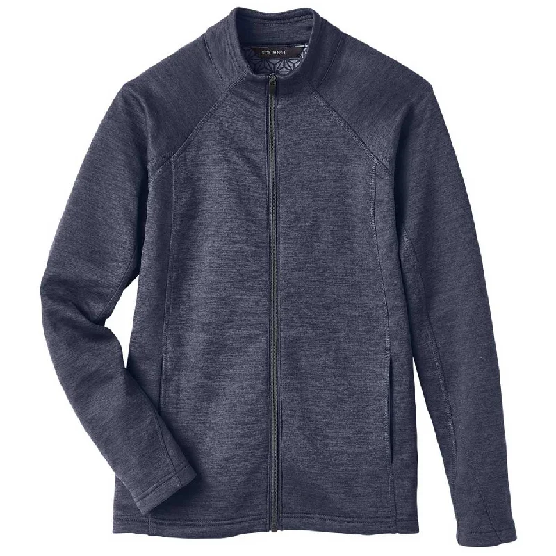 North End Women's Classic Navy Heather/Carbon Flux 2.0 Full-Zip Jacket Nylon Jacket Polyester Jacket Spandex Jacket