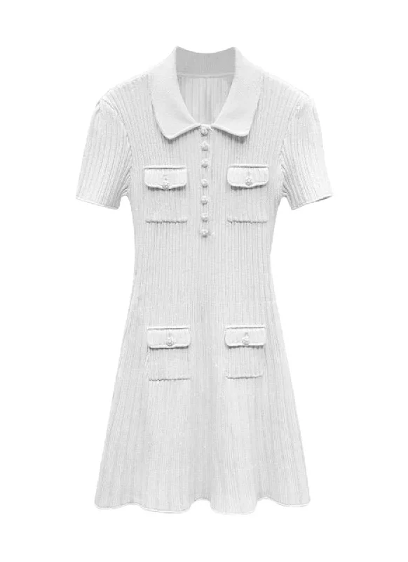 O240017 Short Sleeve Knitted Mini Dress *Last Piece Fashionable Lace Mini Dress
