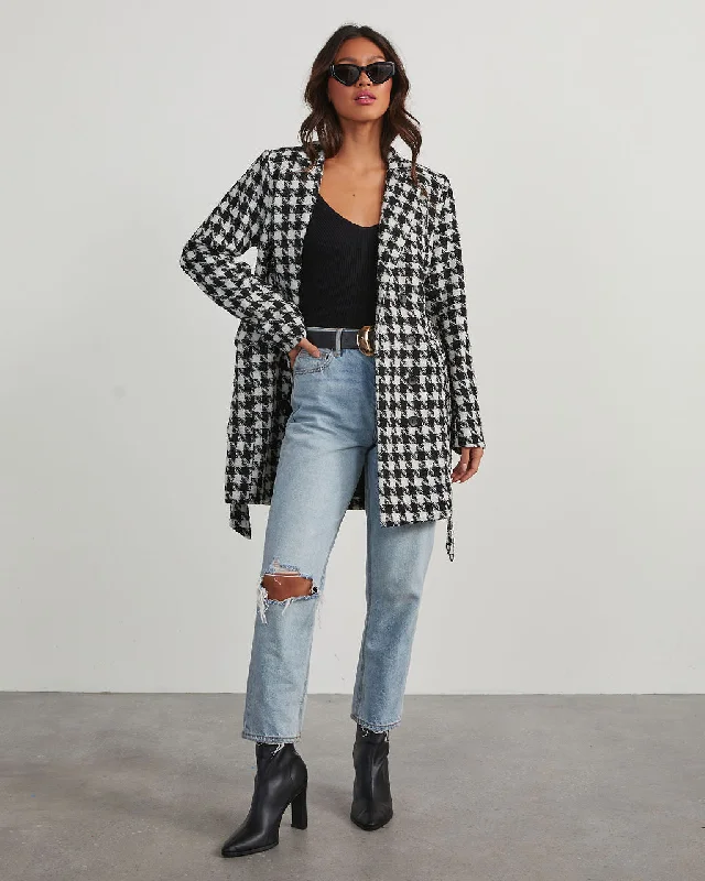 On Your Mark Houndstooth Tie Waist Jacket Mesh Jacket Canvas Jacket Denim Jacket