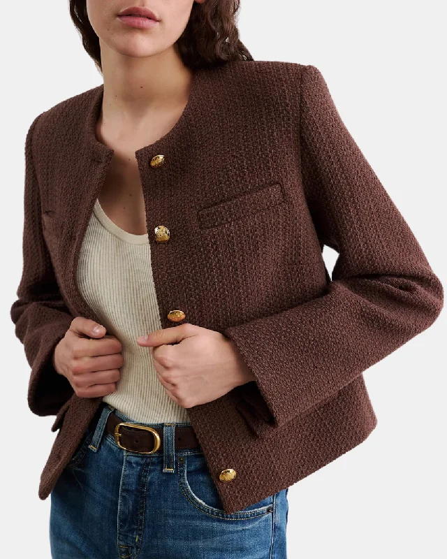 PAIGE JACKET IN ESPRESSO V-Neck Jacket Boat Neck Jacket Square Neck Jacket