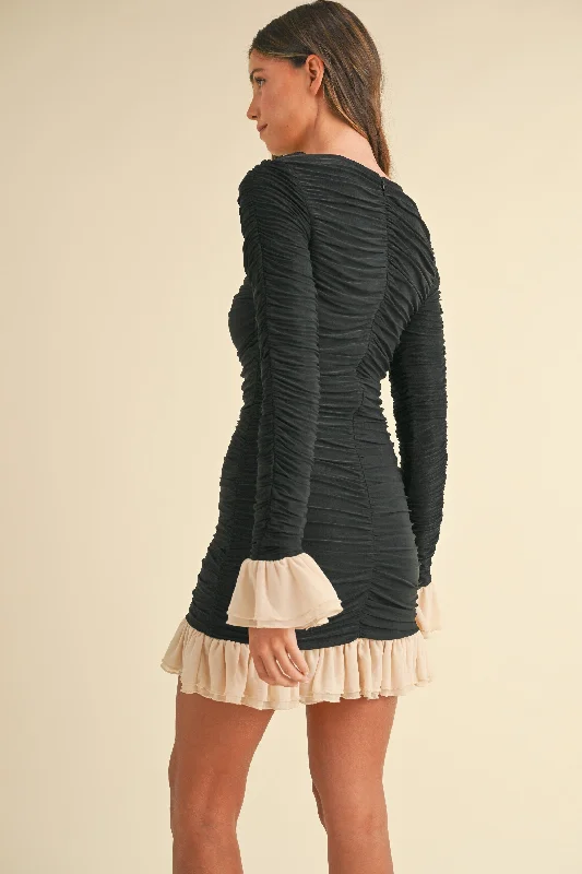 Penny Frill Mini Dress Chic Mini Dress with V-Neck