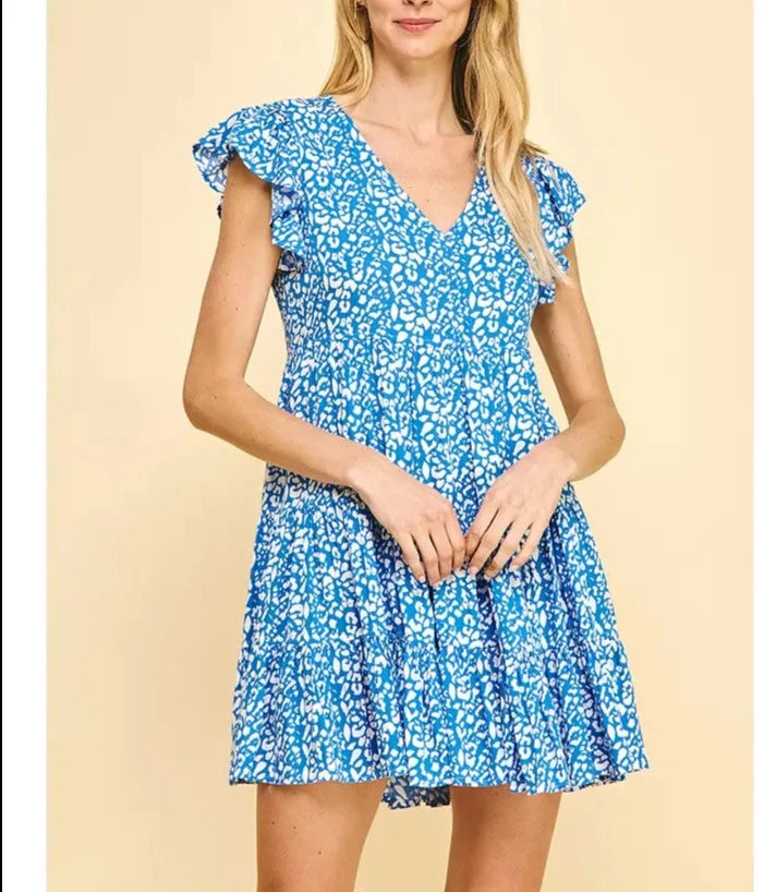 Pinch Print Tiered Mini Dress Classic Solid Mini Dress